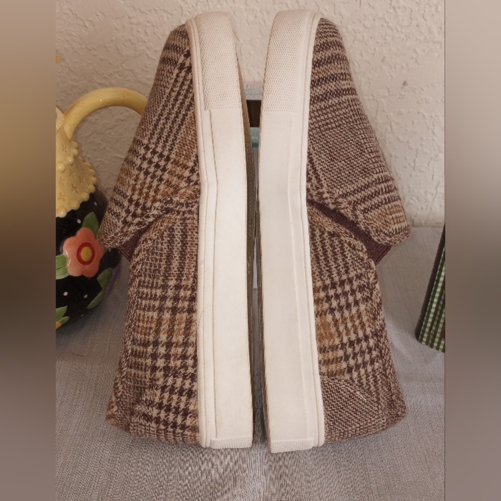 Brown Plaid Slip-On Sneakers - Picture 3 of 8